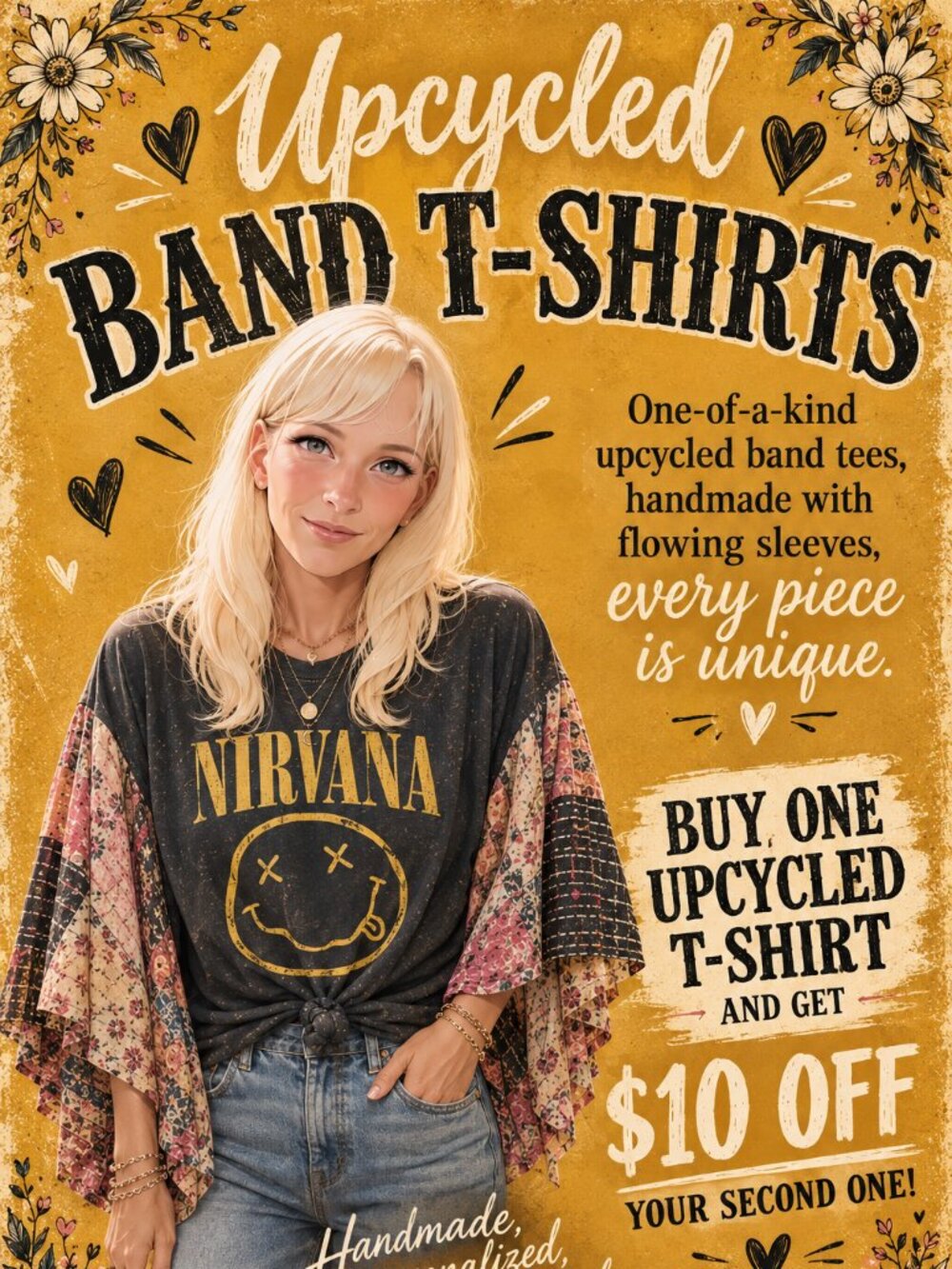 Live show listing for UpCycled Band t-shirts